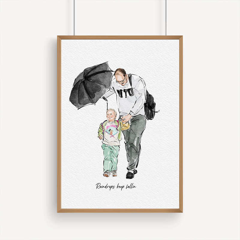 Personalized Hand-Drawn Painting from photo Custom Watercolor Family Portrait from photo Mother Father Gift from Daugther