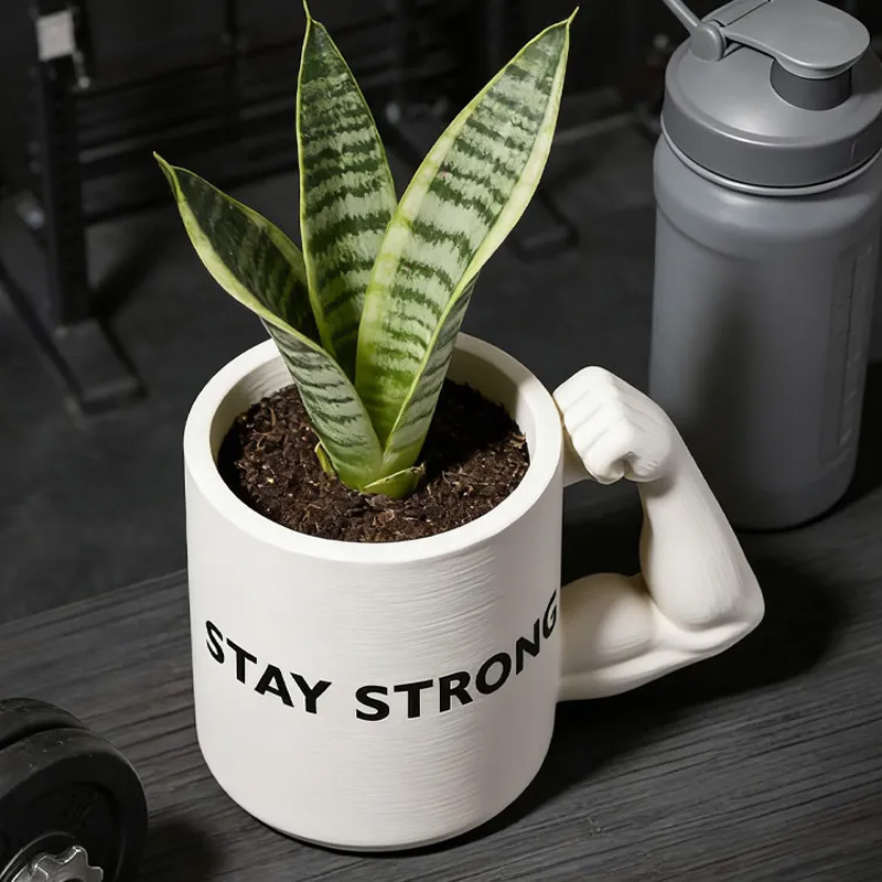 Personalized 3D Printed Bicep Handle Planter Plant Pot Weightlifter Strength Trainer Airplant Succulent Holder Gift for Friends Gym Rat Gym Lovers