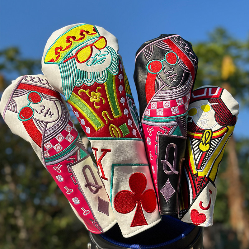 Golf Club Cover JQK Playing Cards King No. 1 Club Head Fairway Wood Cover