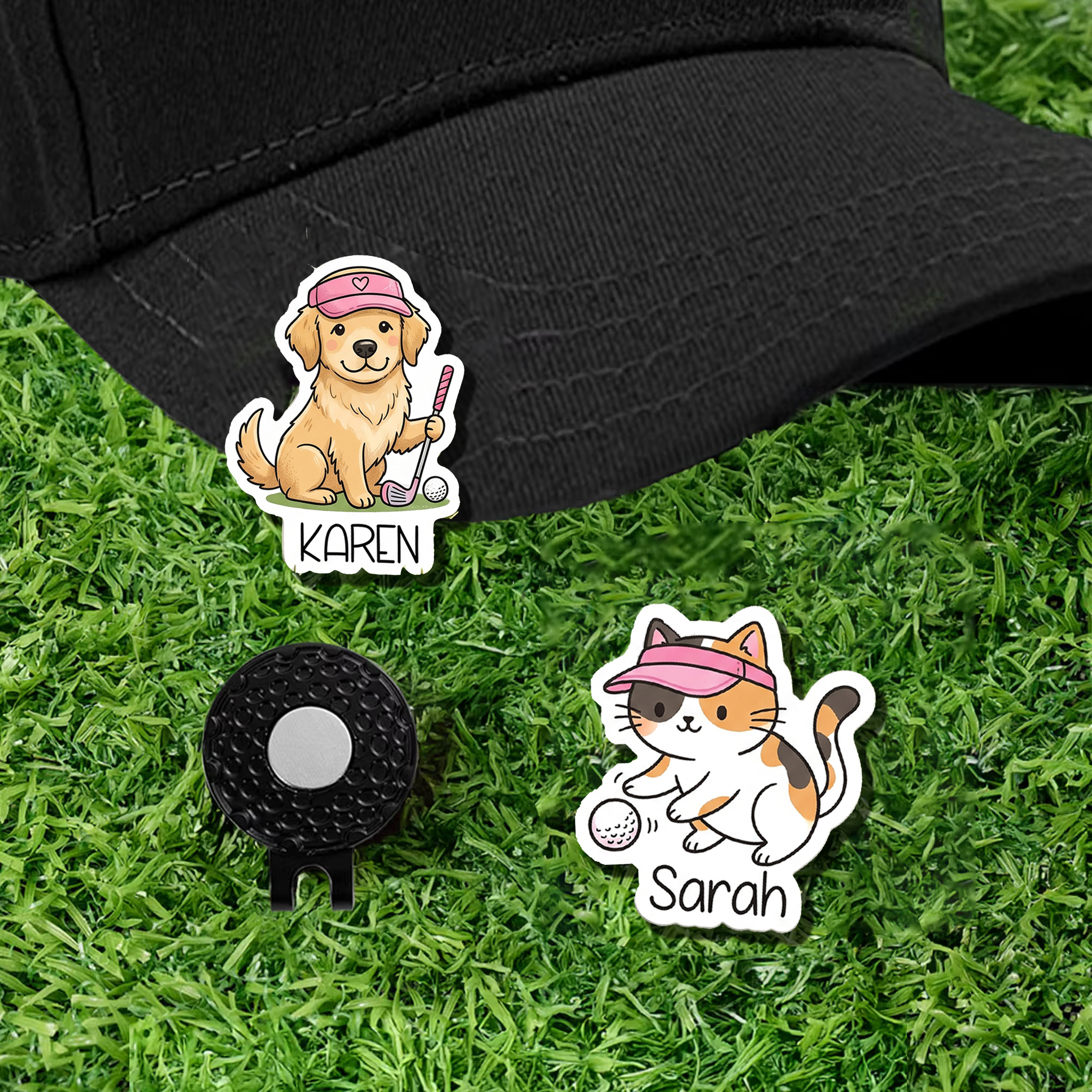 Personalized Pet Golf Ball Marker Magnetic Hat Clip Custom Pet Photo and Name Gift for Golf Lovers