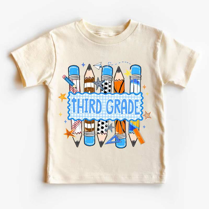 Personalized Sports Pencil Graphic Kids T-Shirt Back To School  Gift for Kids