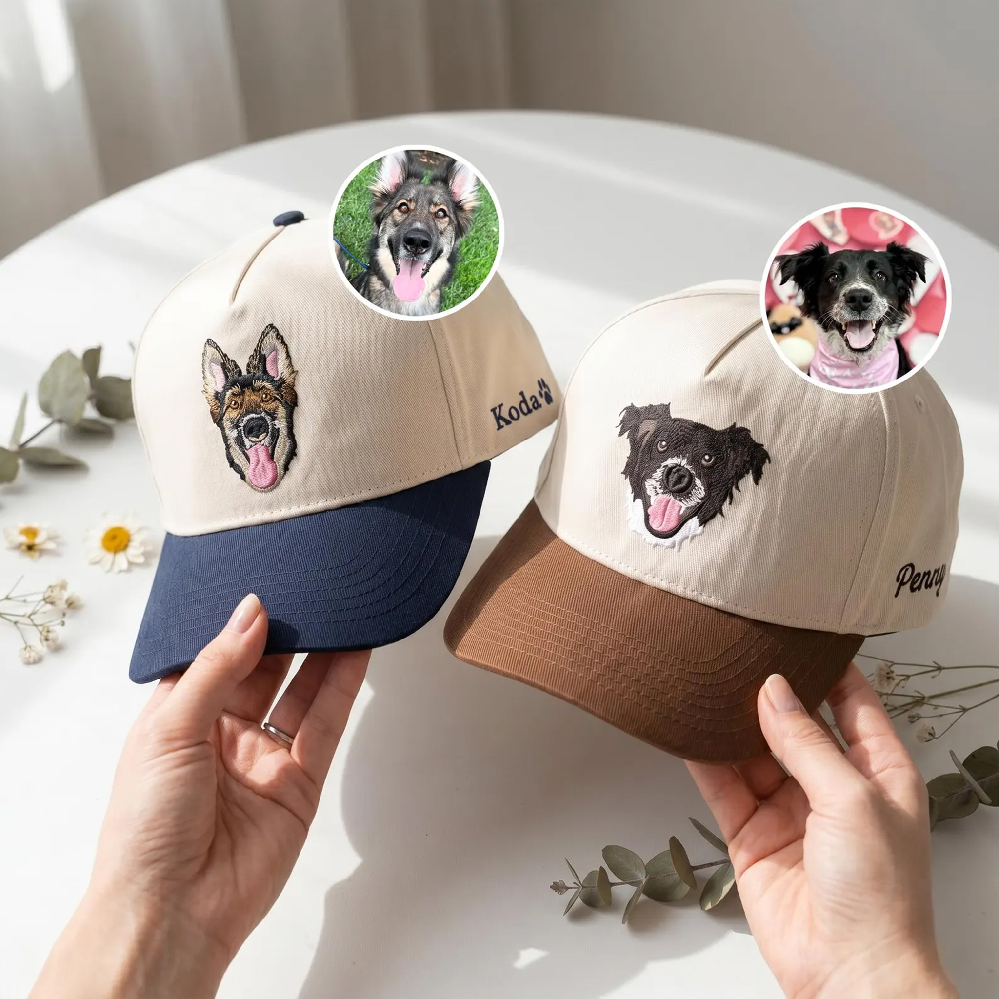 Personalized Hat with Your Dog Photo Custom Embroidered Pet Portrait Baseball Cap Pet Lover Gift