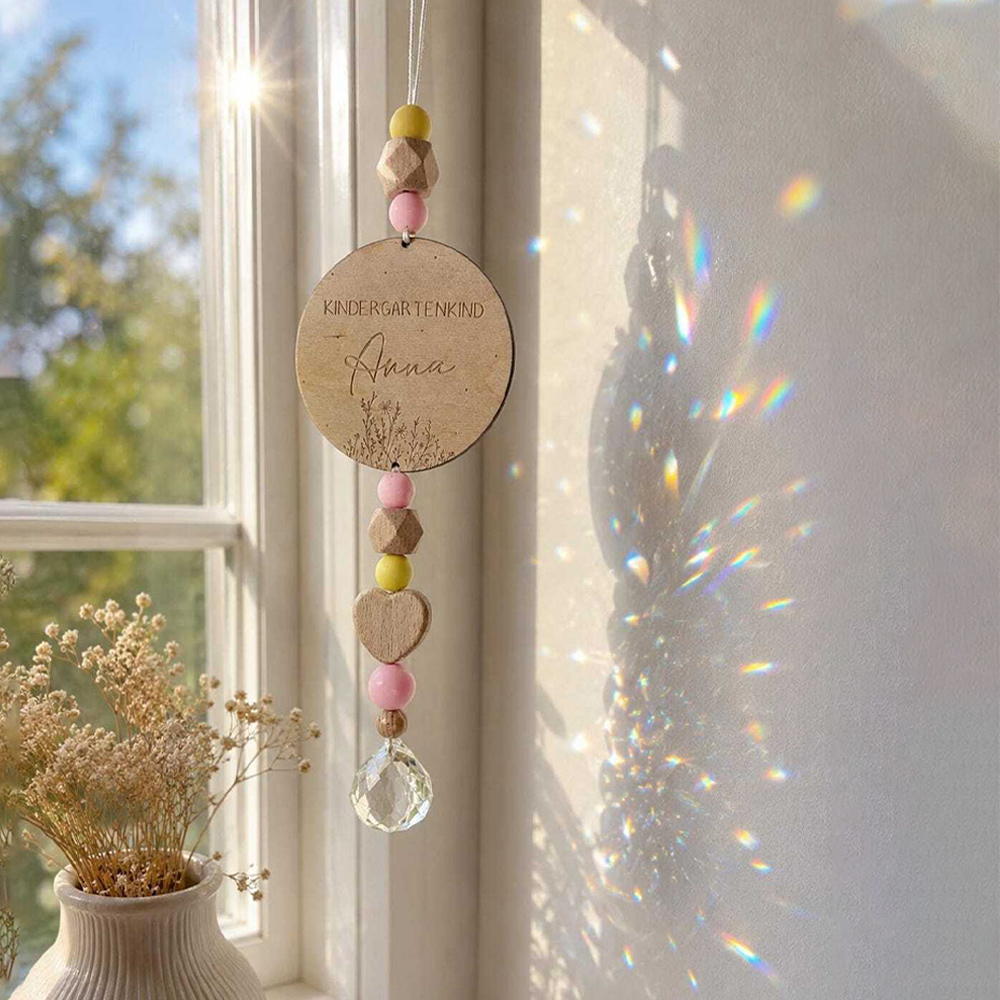 Personalized Suncatcher with Name Gift for Schoolchild Kindergarten Child Rainbow Window Hanging