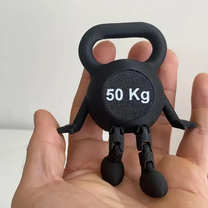 Personalized 3D Printed Kettlebell Desk Decor with Articulated Legs Fitness Gym Miniature Figurine Gift for Friends Gym Rat Gym Lovers