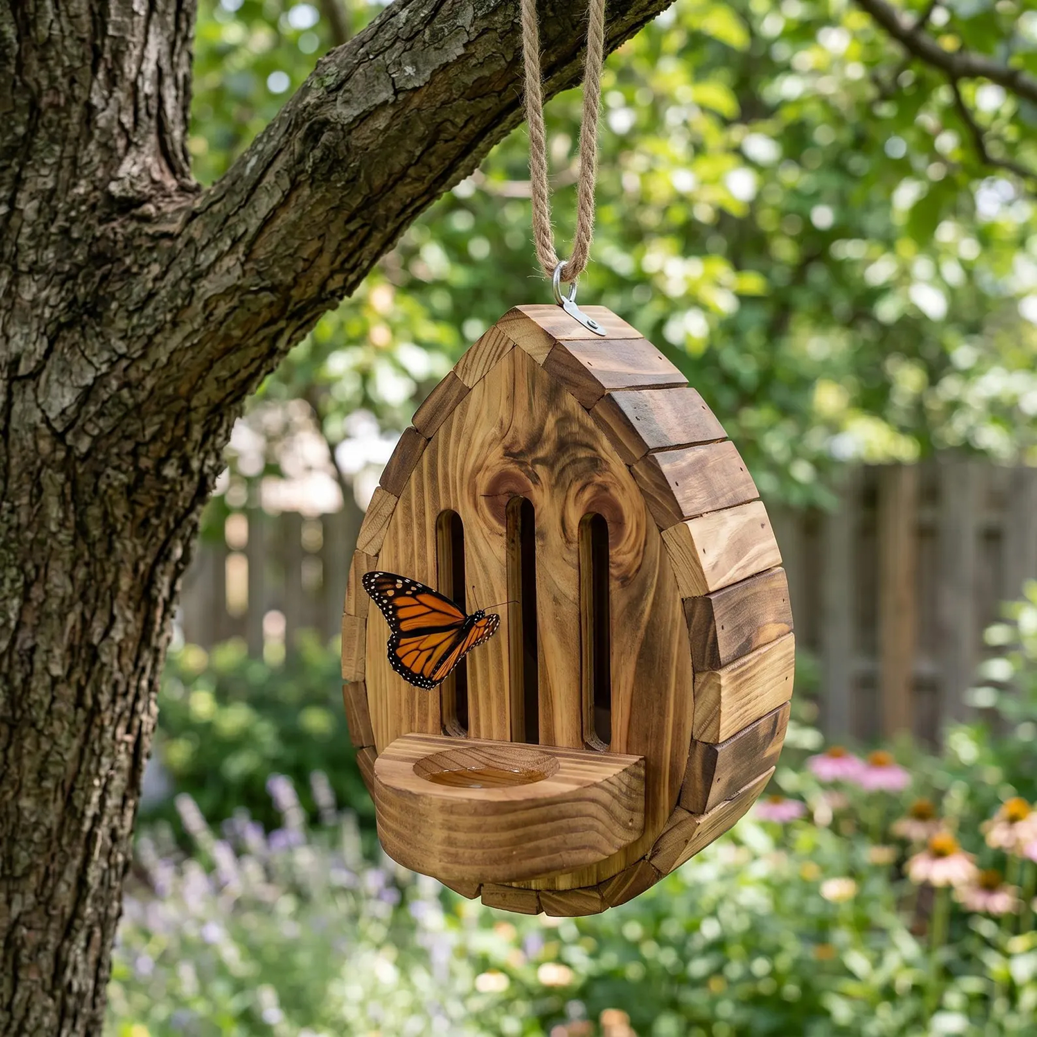 Handmade Garden Butterfly House with Feeder Station For Garden Pollinator Butterfly House Yard Decorating Gift  Butterfly Lovers Gift