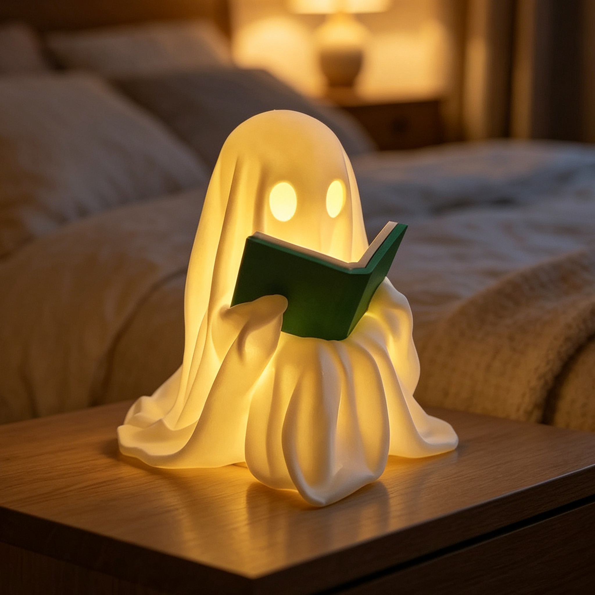 Ghost Reading Book Lantern With LED Tea Light Halloween Decor