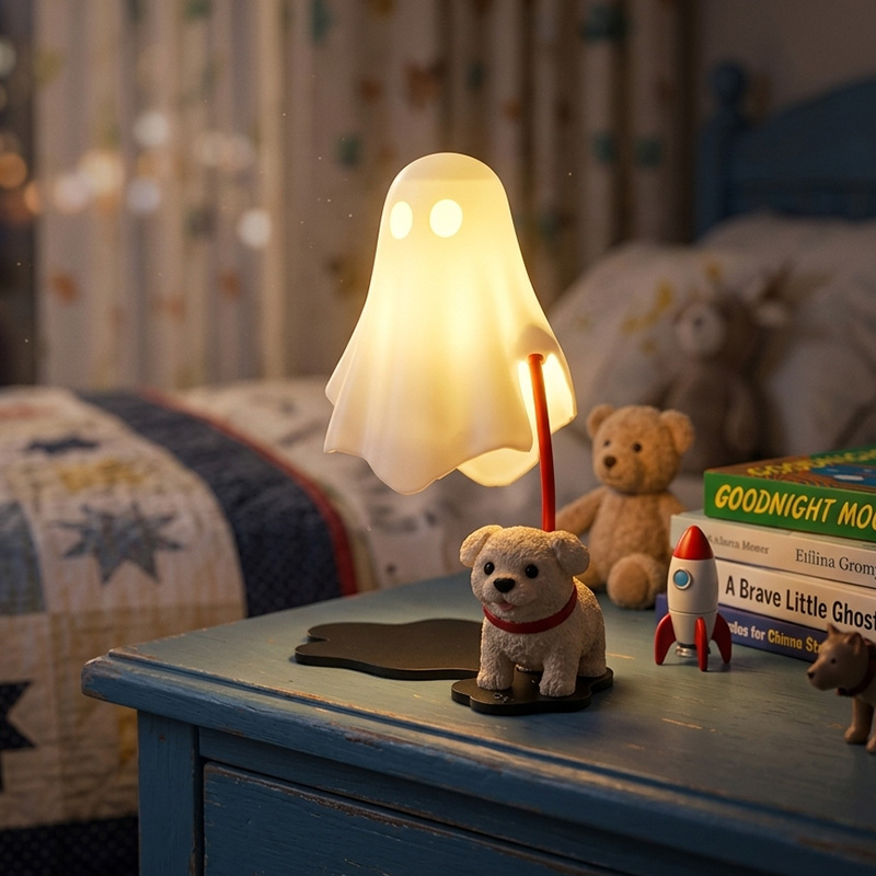 Halloween Ghost Dog Night Light For Kids Bedroom Bedside Table Ambient Lamp Holiday Home Decor