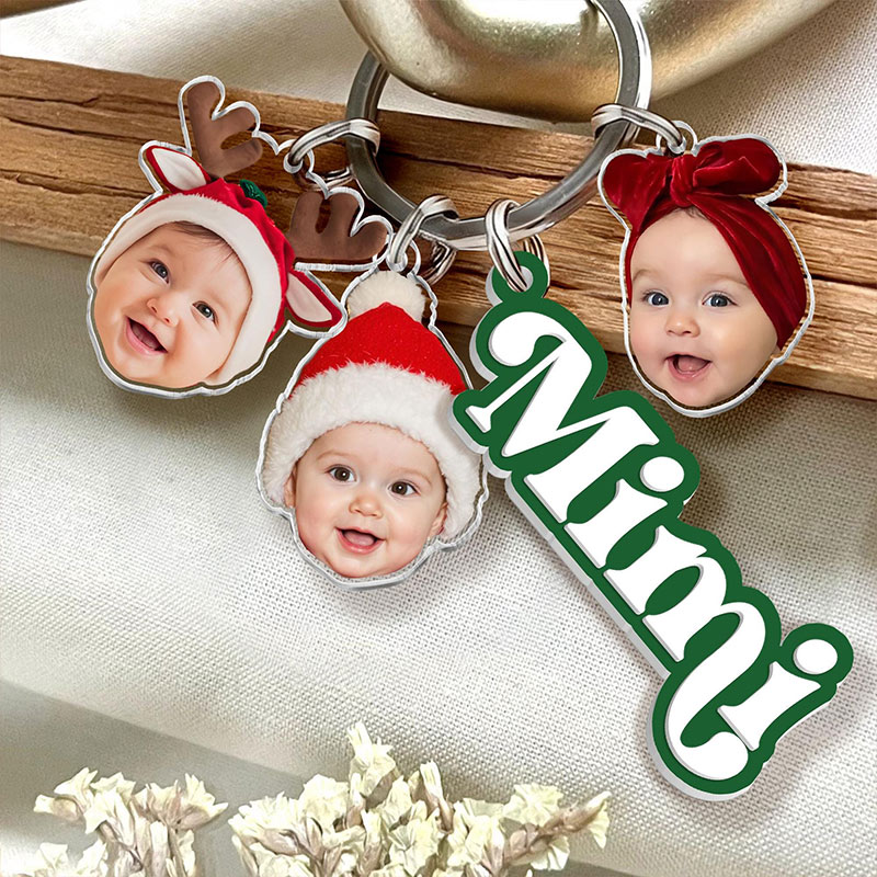 Personalized Kids Photo Charm Keychain Custom Grandma Gift from Grandkids Gifts for Mom Grandma