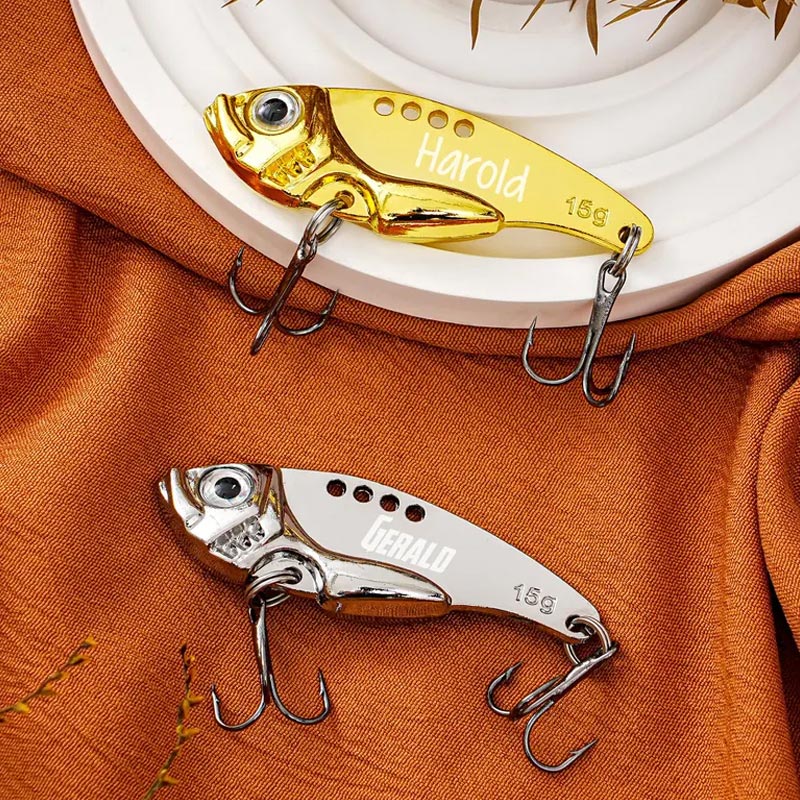 Personalized Name Lure Gift Set with Reel Cool Dad Box Fishing Gift Fishing Retirement Gift Custom Angler Gift Gift for Grandpa Dad