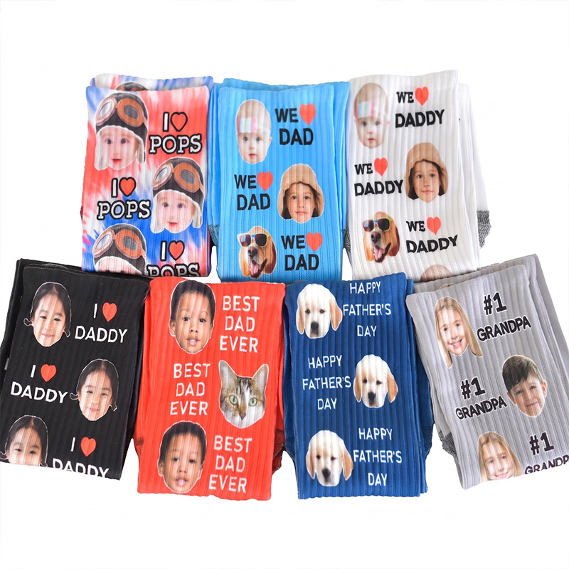 Personalized Face Socks with Kids Photos for Dad Grandpa Daddy I Love You Socks Dad Birthday Gift