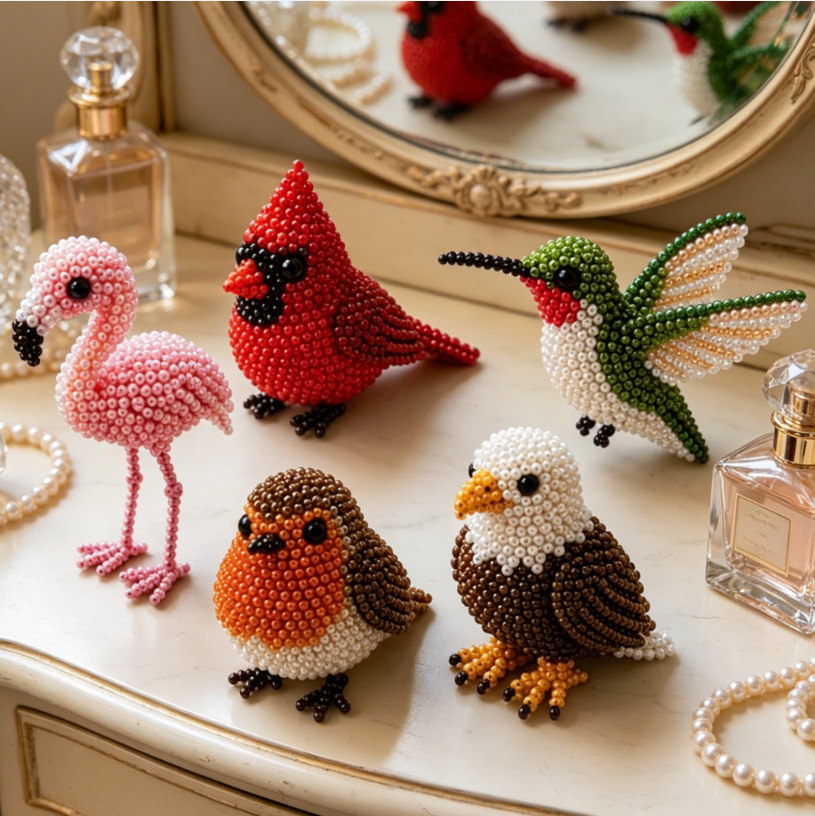 Personalized DIY Bead Bird Handmade Beading Kit Cute Animal Ornament Craft Gift For Adults Bird Lover Home Decor