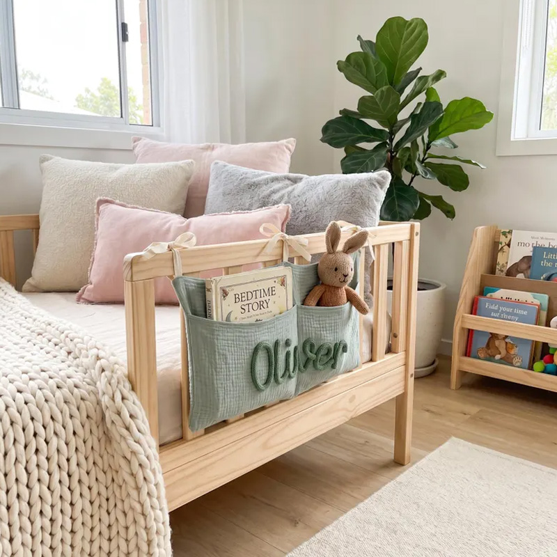 Personalized Car Backseat Organizer Kids Car Caddy with Knit Name Cotton Toy Storage
