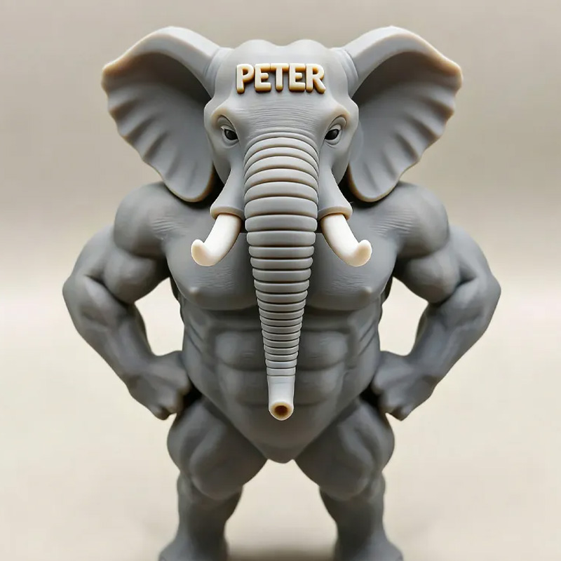 Personalized 3D Printed Hench Elephant Muscular Gym Gift Desk Mascot Weightlifter Strength Trainer Desk Decor Gift for Friends Gym Rat Gym Lovers