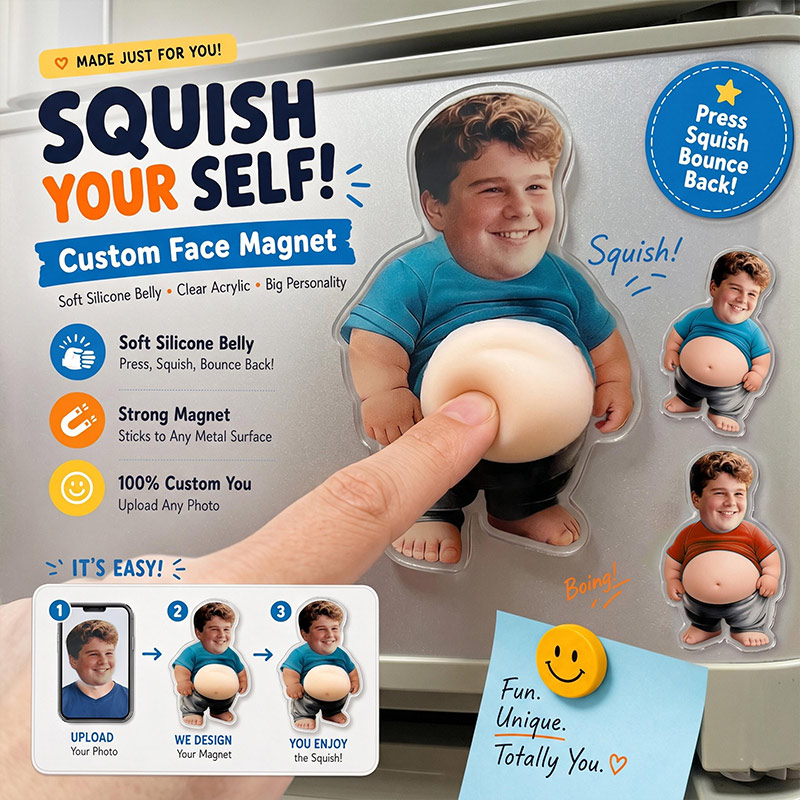 Personalized Funny Daddy Squishy Belly Anti-collision Acrylic Fridge Magnet Dad Birthday Gift For Him Custom Dad Photo Magnet
