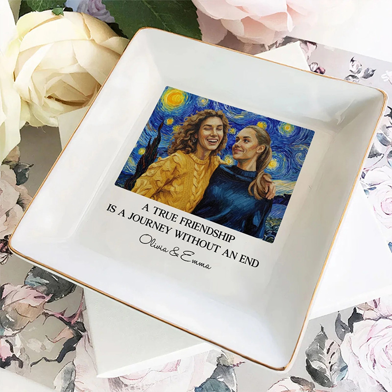 Personalized A True Friend is A Journey Without an End Jewelry Dish Friendship Jewelry Dish for Her Bestie Unique gift
