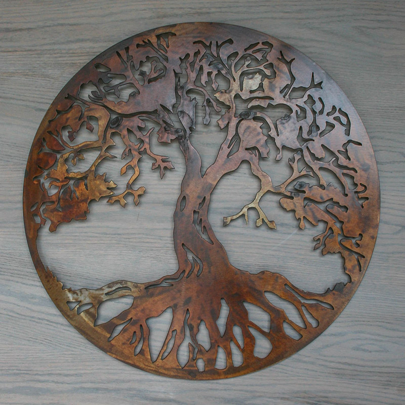 Tree of Life Metal Wall Art Wall Decor Family Metal Tree Round Tree Sign Cut Out Metal Wall Sign Wall Hanging Interior Family Gift Houswarming Gift