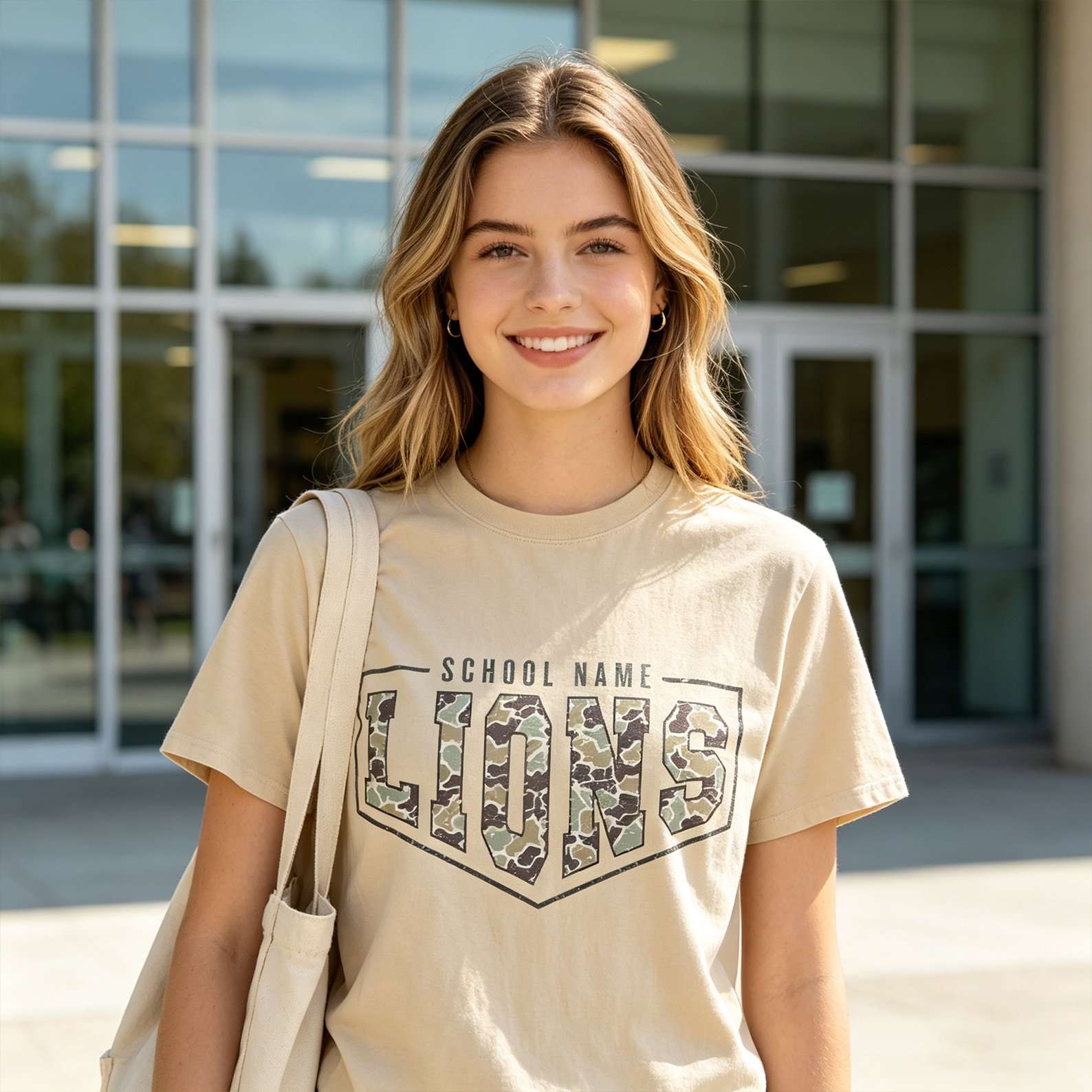 Personalized School Mascot Classic T-Shirt Camouflage Print with Costom Mascot Name and School Name Back to School Gift