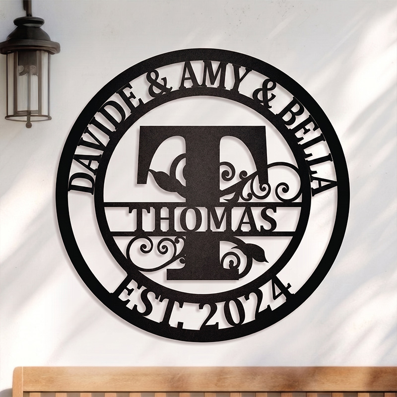Personalized Family Name Metal Sign Custom Initial Metal Monogram Last Name Sign Family Gift Housewarming Gift Home Decor 