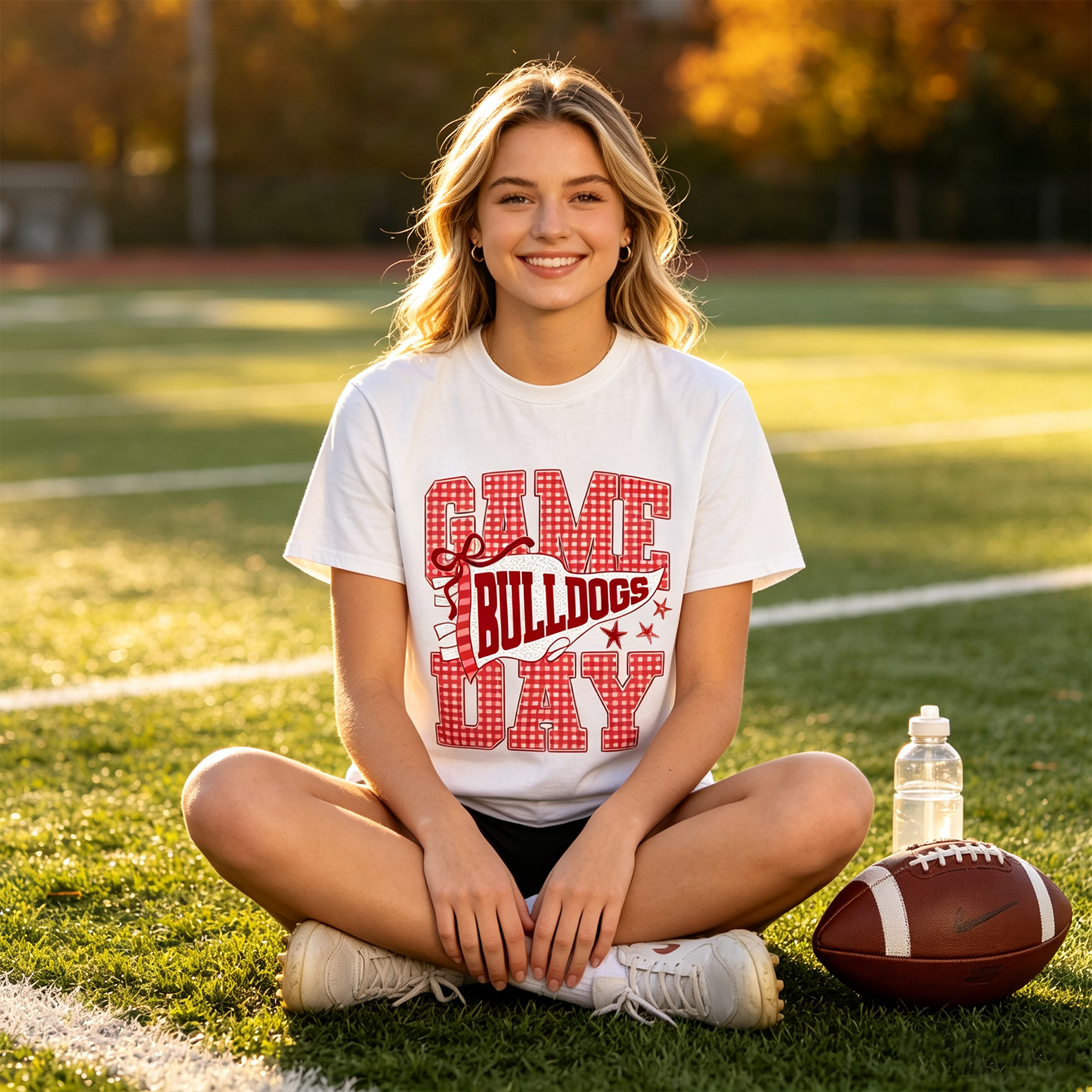Personalized Mascot Classic T-Shirt Gingham Preppy Game Day Mascot Striped Stars Back to School Gift
