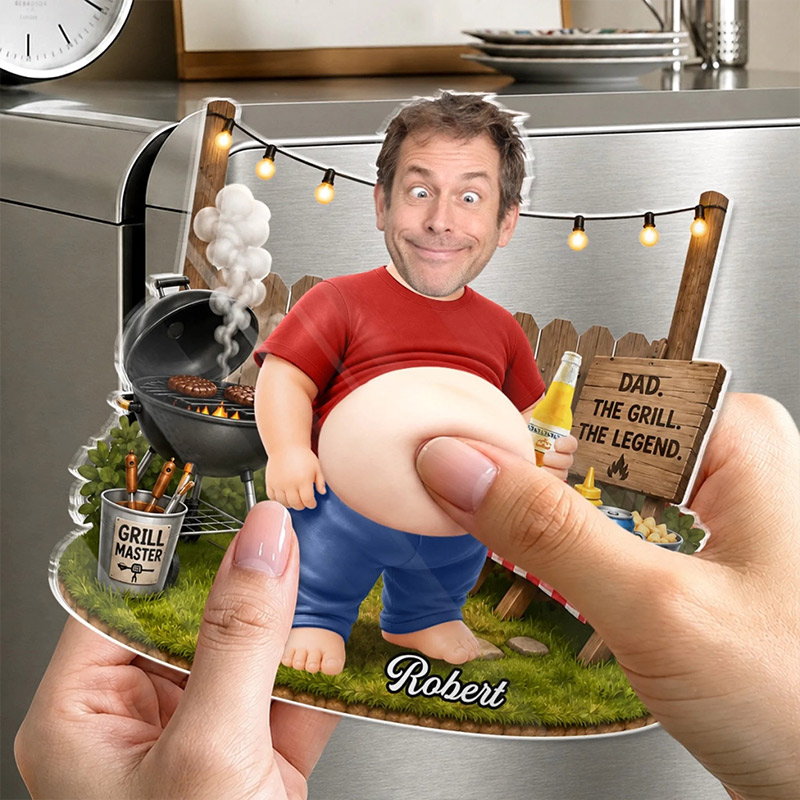 Personalized Photo Dad Bod Belly Squishy Acrylic Fridge Magnet Funny Gift for Dad Grandpa I Make Dad Jokes Professionally