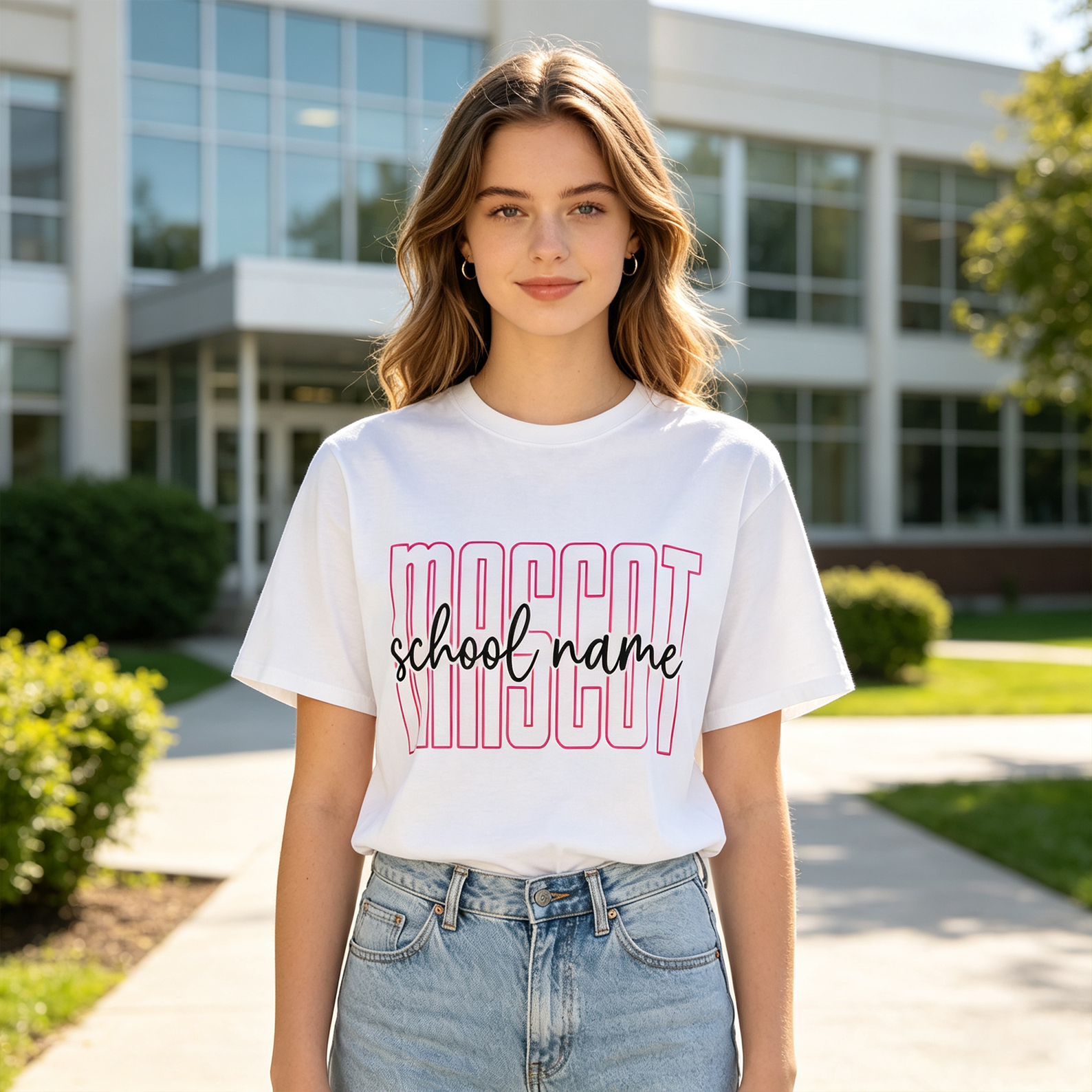 Personalized School Mascot Classic T-Shirt Custom Mascot Name and School Name Back to School Team Spirit Shirt