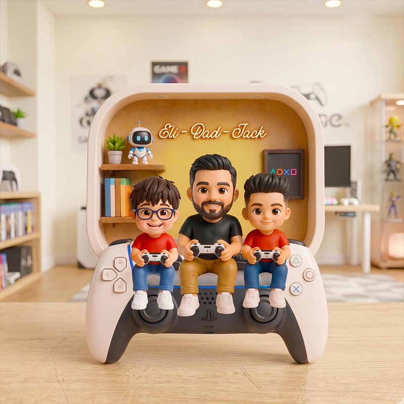 Personalized Dad And Son Gaming 2D Flat Acrylic Block Custom Gamer Block Dad Birthday Gift Daddy Gaming Sign Game Lover Room Decor