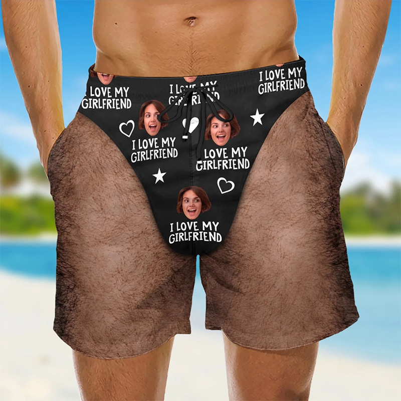 Personalized Funny Love My Wife Beach Shorts