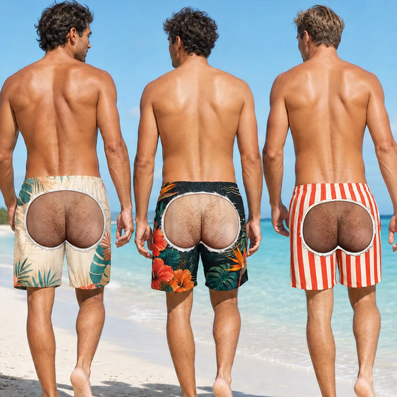 Personalized Funny Looking Cheeky Beach Shorts