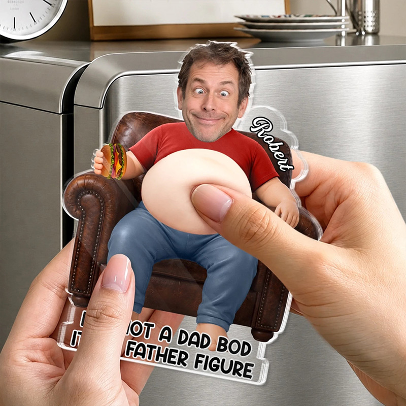 Personalized Photo Dad Bod Belly Squishy Acrylic Fridge Magnet Custom Funny Gifts For Dad Grandpa Powered By Dad Bod Energy