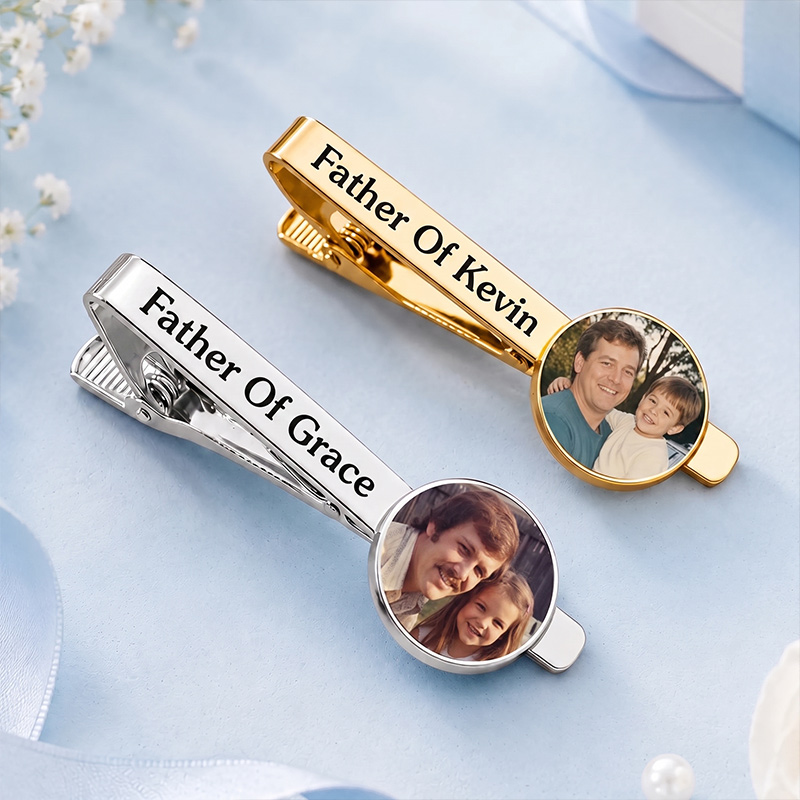 Personalized Photo Tie Clip Custom Tie Clip Gifts with Kids Photo For Dad Grandpa Walking Down The Aisle Together