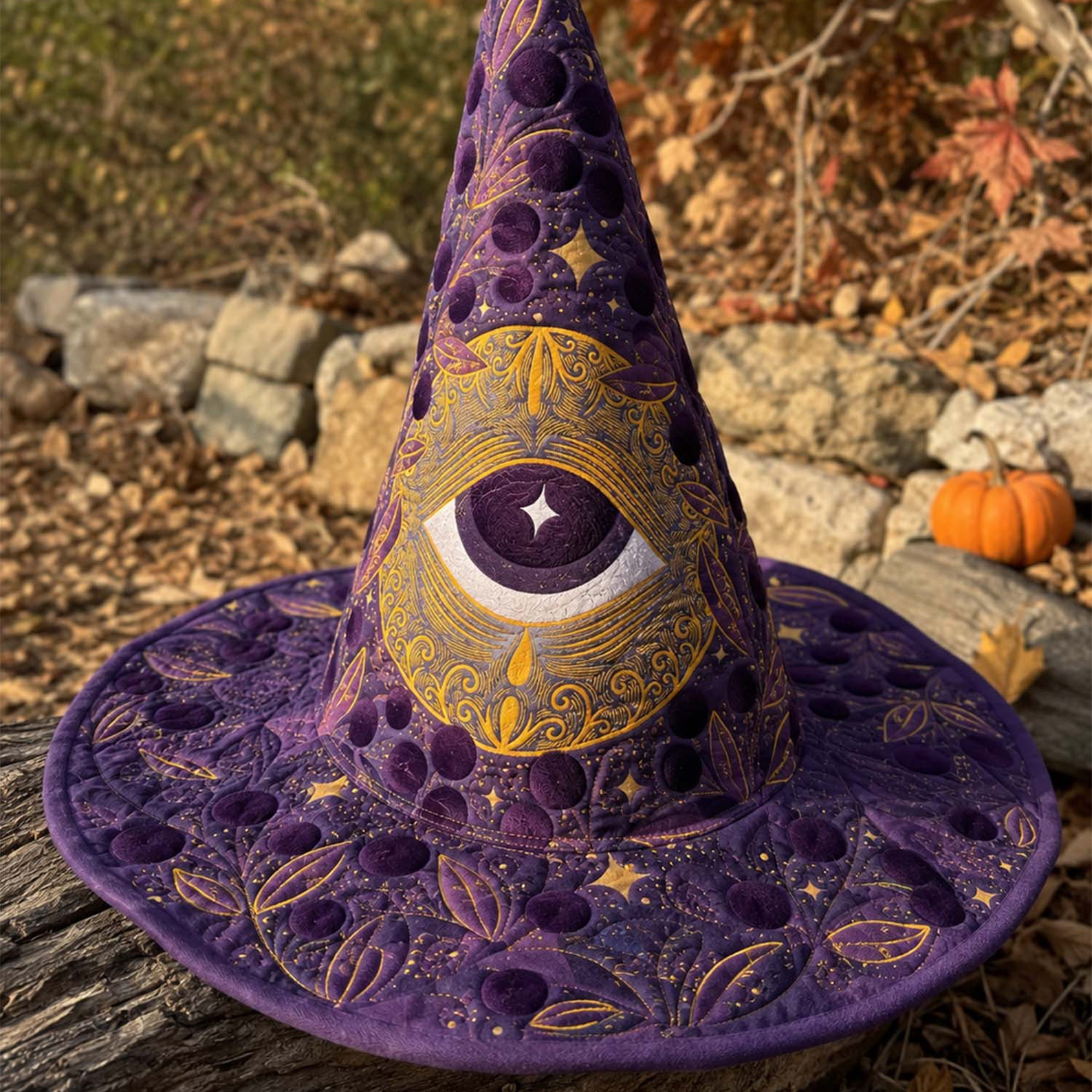 Eye Celestial Gothic Handcrafted Quilted Witch Hat Spooky Season Gift