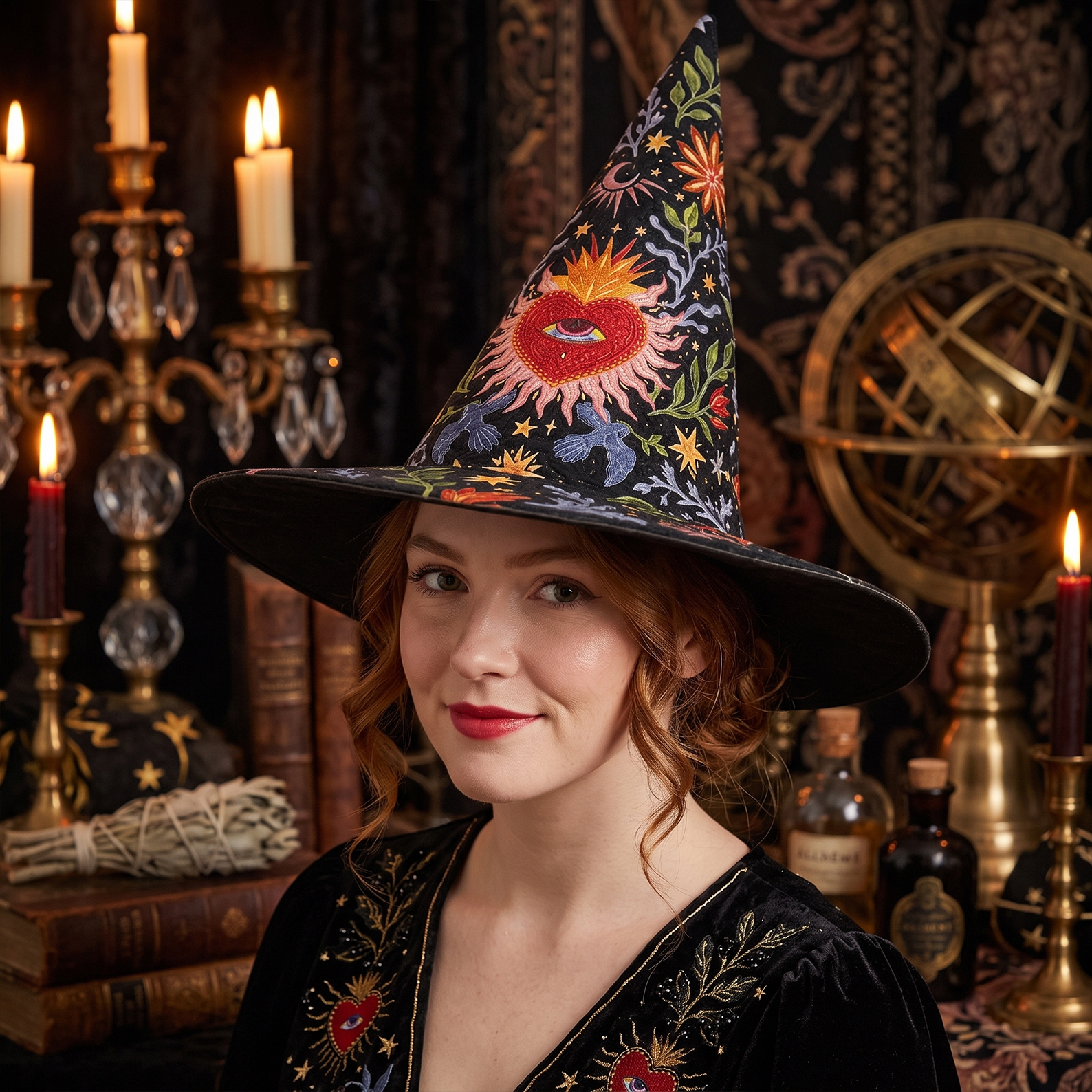 Heart Handcrafted Quilted Witch Hat Spooky Season Gift