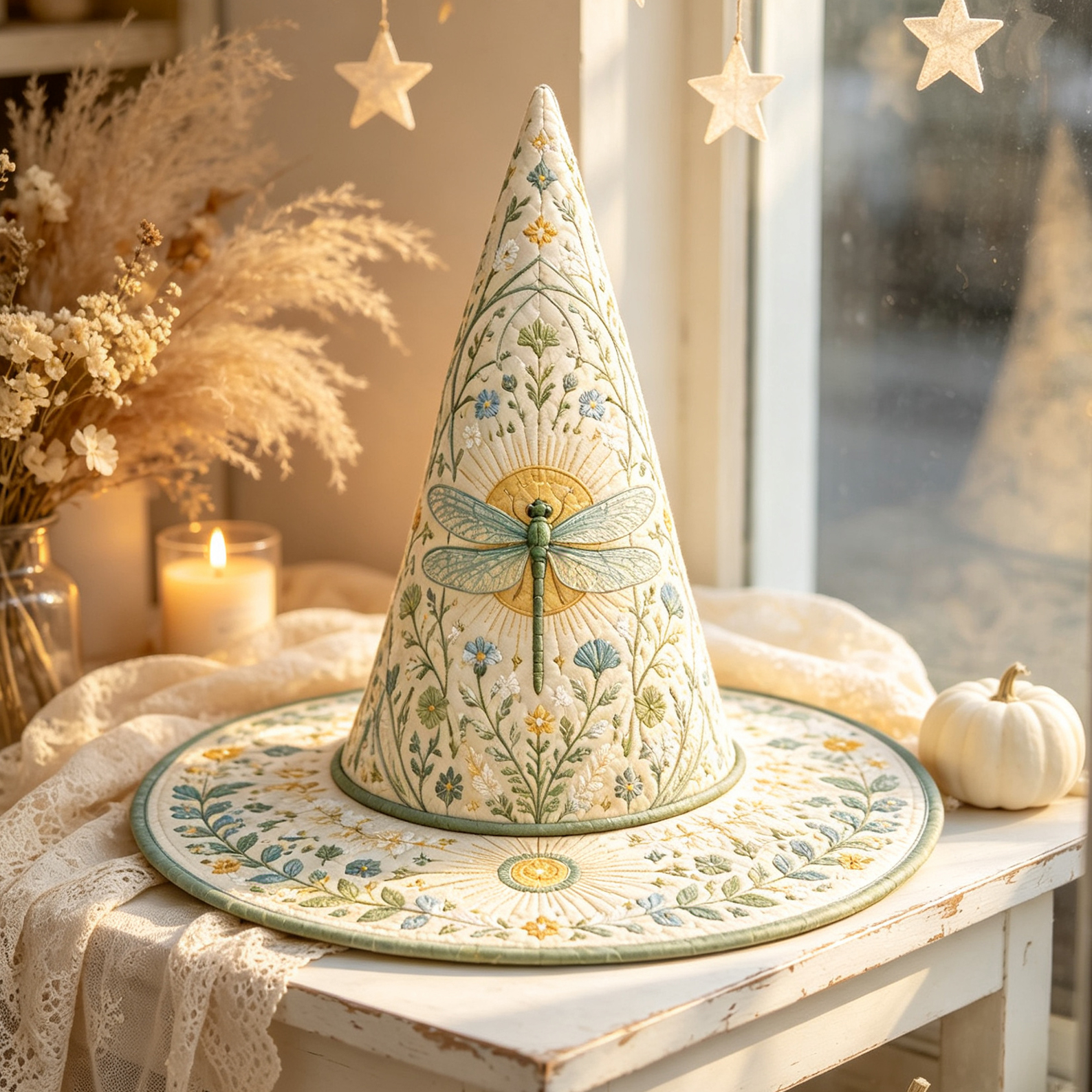 Garden Vintage Fairy Handcrafted Quilted Witch Hat
