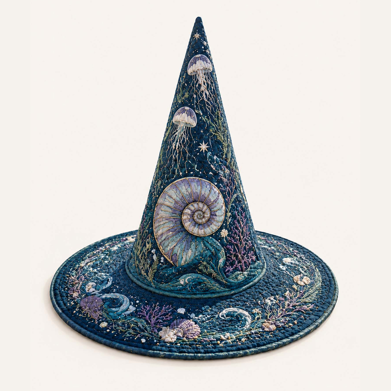 Deep Sea Mermaid Coastal Gothic Handcrafted Quilted Witch Hat