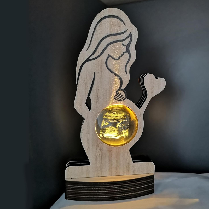 Personalized Baby Ultrasound Photo Frame Sign Customized B-ultrasound Photo 3d Crystal Ball Light Pregnant Wife Gifts From Husband Expecting Mom Gift
