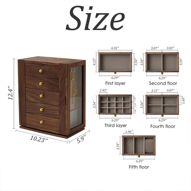 Personalized Wedding Gifts for Her, Personalized Gift, Custom Rotating Jewelry Box, Solid Wood Double Door Organizer, Multiple Jewelry Storage