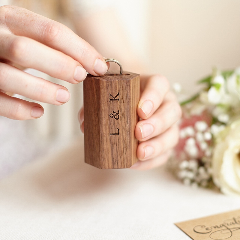 Personalized Walnut Wooden Ring Dish, Wedding Ring Holder, Valentine’s Day Gift, Wedding, Engagement, Anniversary Gift for Her