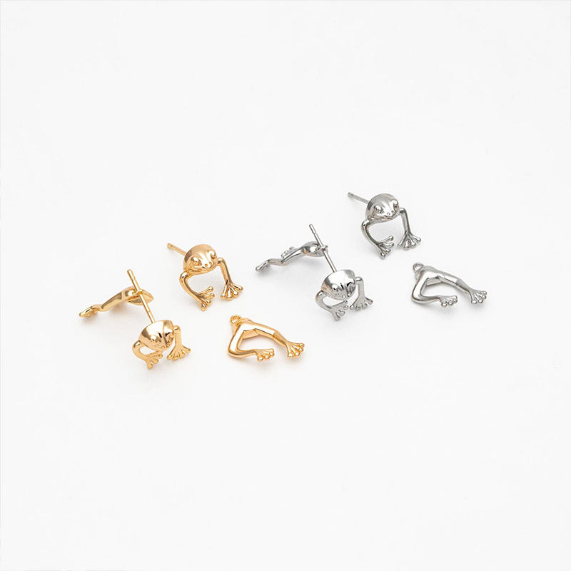 Personalized Gold/ Silver Frog Stud Earrings for Girlfriend Bestie Earring Two-Piece Animal Ear Jacket Unique Fun Gifts 