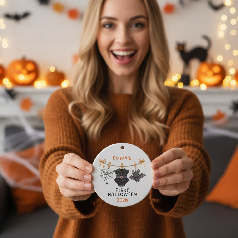 Personalized First Halloween Baby Ornament Custom Name & Year Keepsake