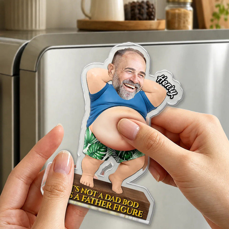 Personalized Photo Funny Certified Dad Bod With Belly Custom Squishy Acrylic Fridge Magnet Birthday Gift Fishing Lover Gift