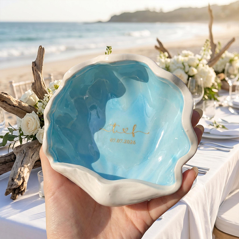 Personalized Ceramic Trinket Dish Personalized Ring Holder with Name&Date Top Bridesmaid Gift for Wedding Party 
