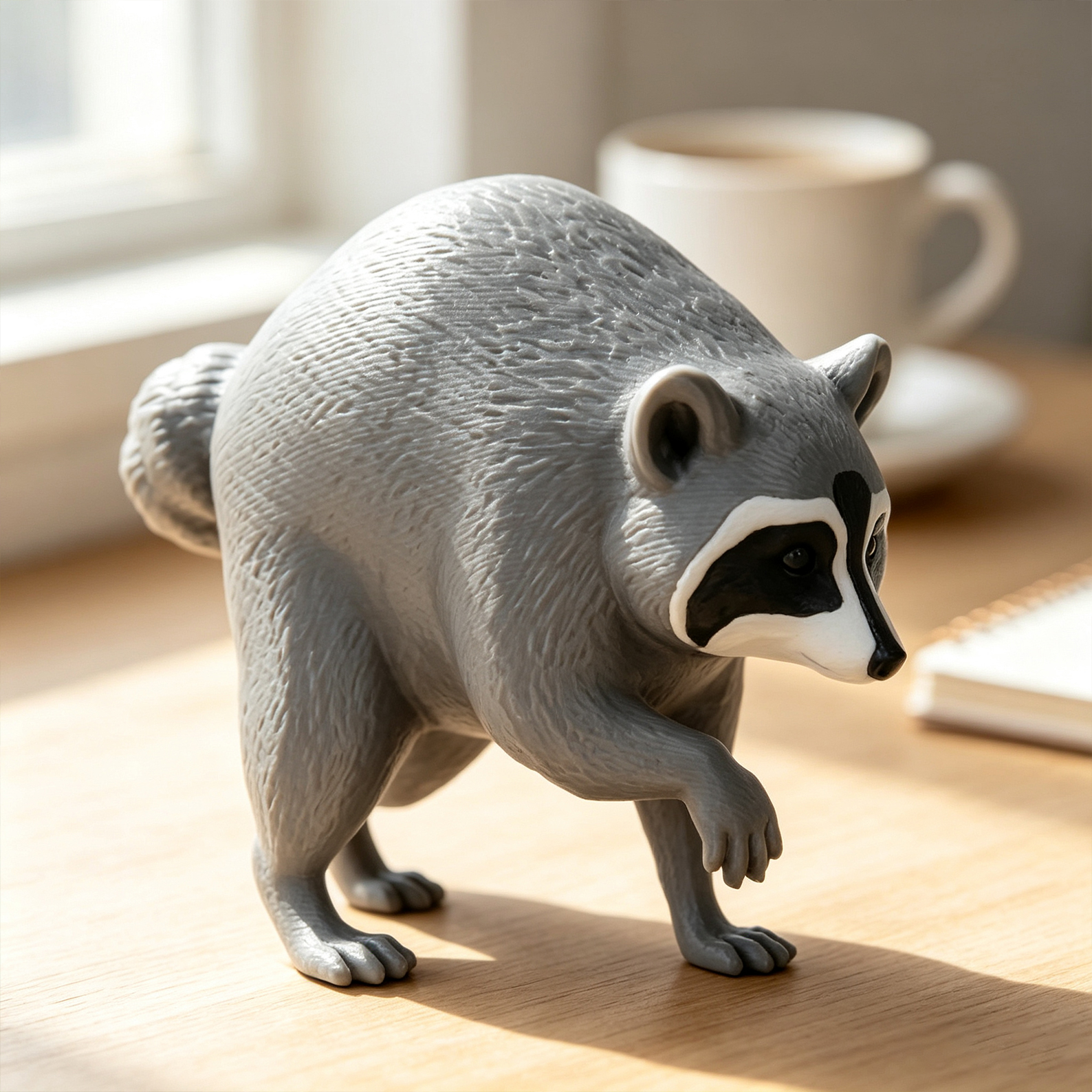 Raccoon Figurine Desk Ornament 3D Printed Raccoon Funny Trash Panda Gift Viral Animal Meme Collectiblea