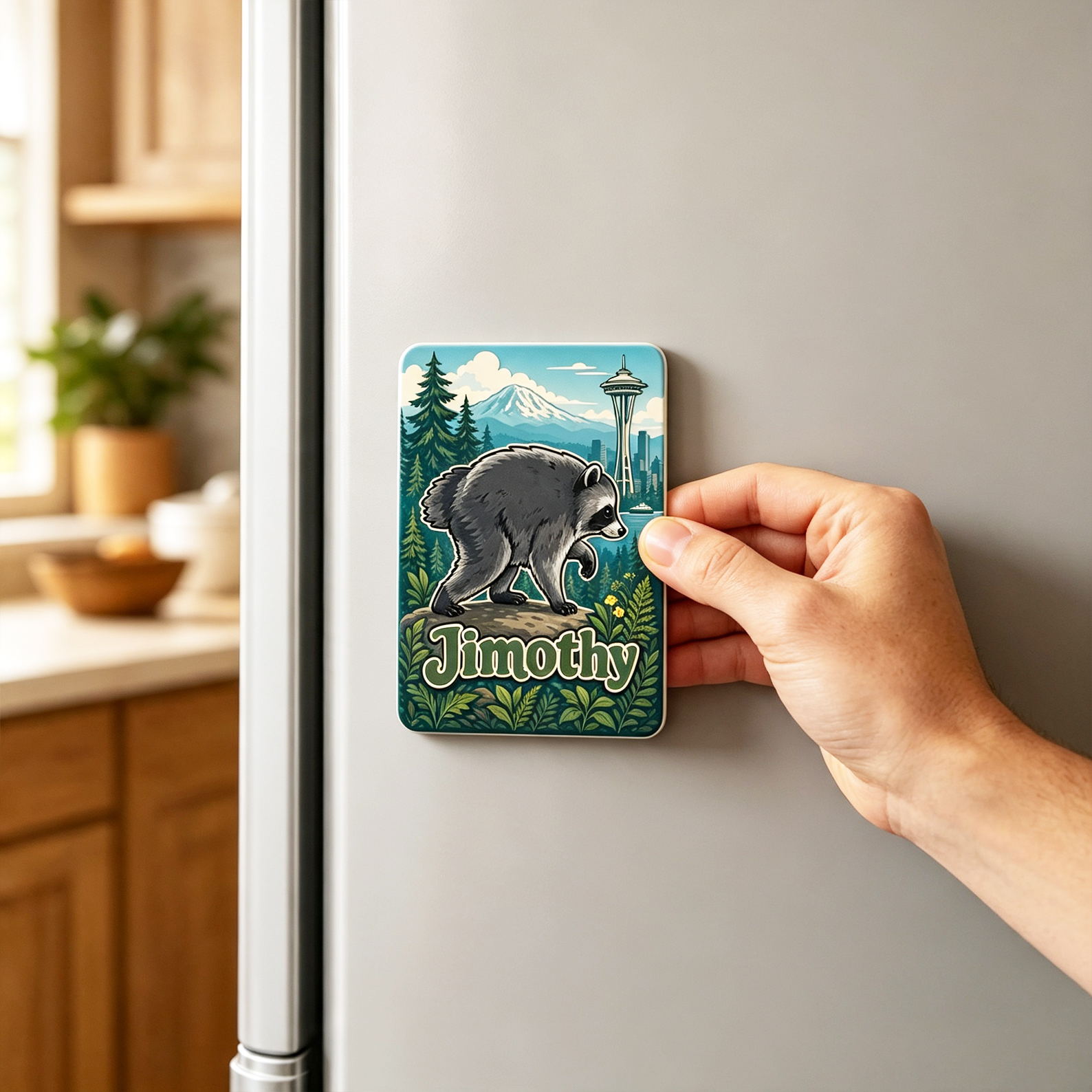 Raccoon Ceramic Magnet Seattle Meme Gift Textured Ballard Raccoon Fridge Magnet