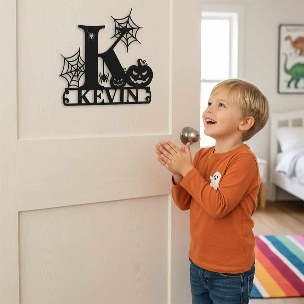 Personalized Halloween Initial Name Sign Door Decoration Halloween Gift