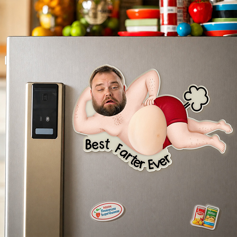 Personalized Photo Squishy Fridge Magnet Dad Bod Acrylic Fridge Magnet with Squishy Belly Funny Gift for Dad Grandpa Best Farter Ever