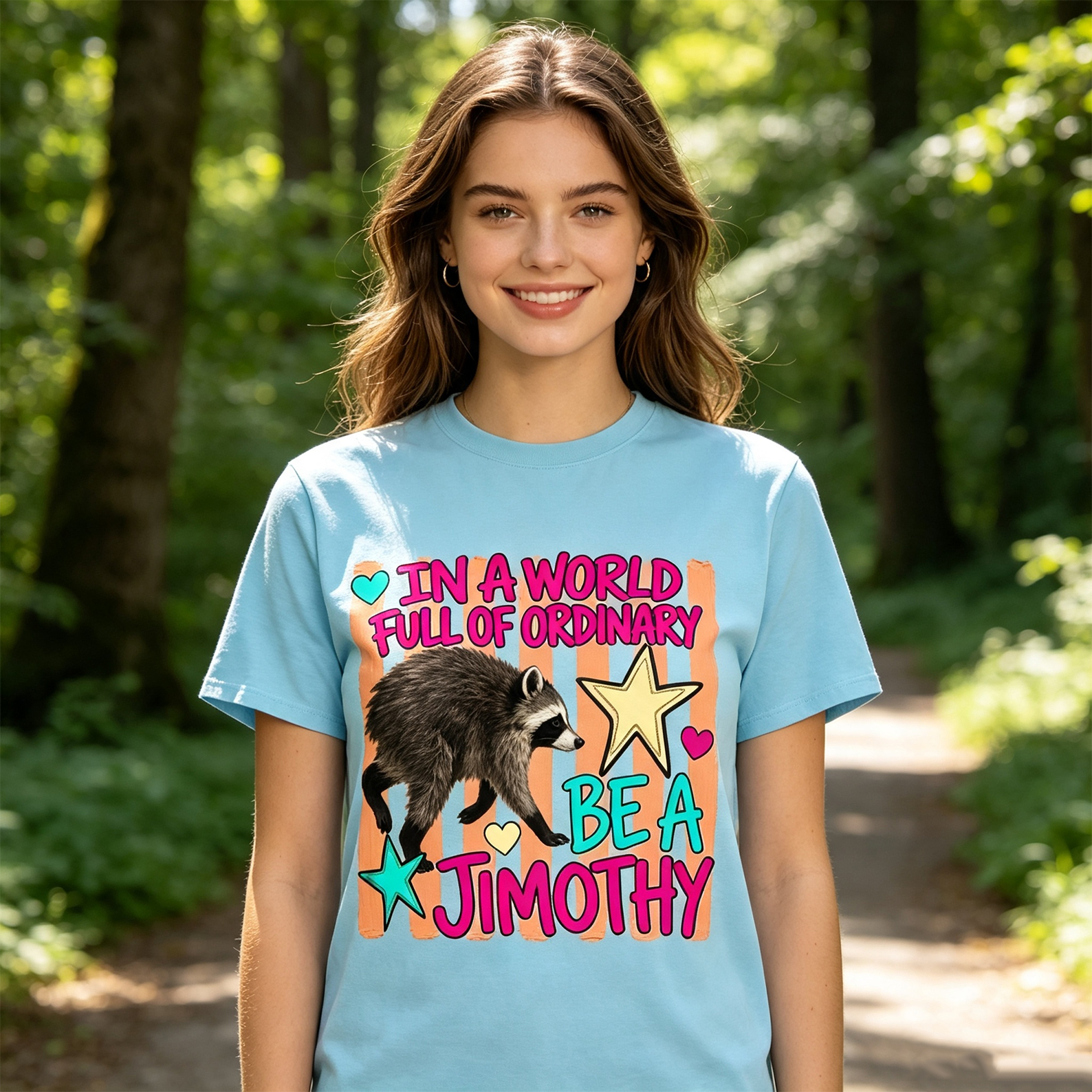 Seattle Raccoon Classic T-shirt IN A WORLD FULL OF ORDINARY Creative Fun Print Short Sleeve