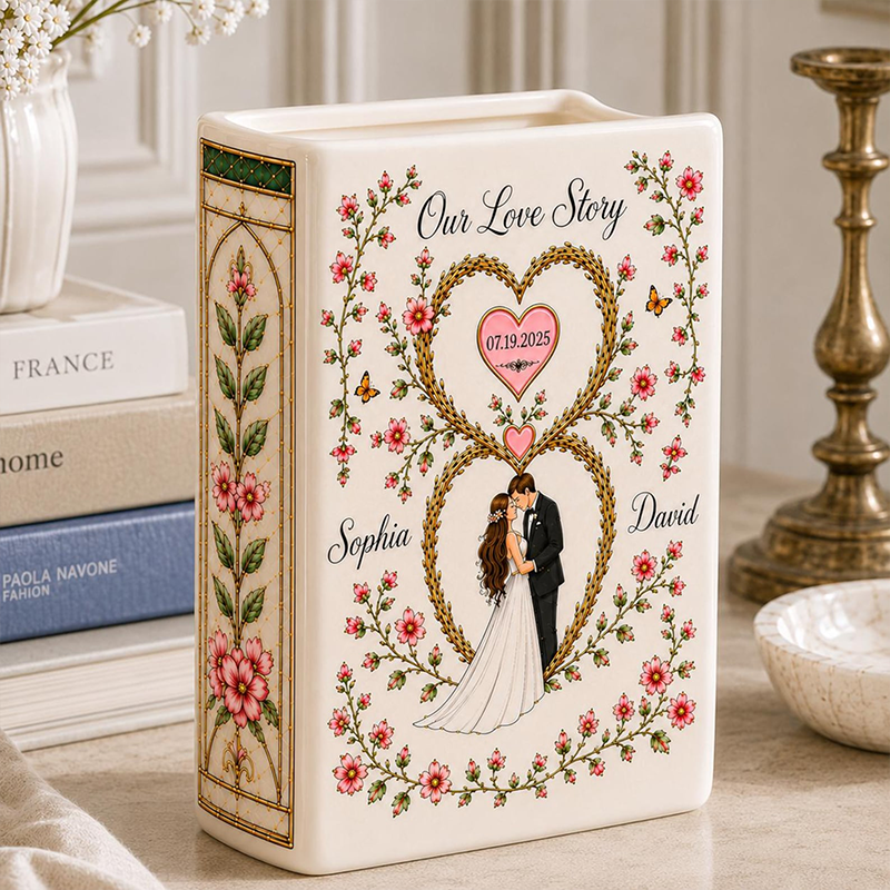 Personalized Book Vase With Name Couple Name Wedding Decor 2026