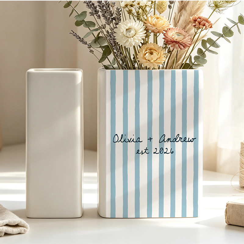 Personalized Engagement Ceramic Book Vase, Wedding Vase Gift, Custom Couple Name Book Vase,Gift for Newlyweds, Wedding Anniversary Gift for Couple