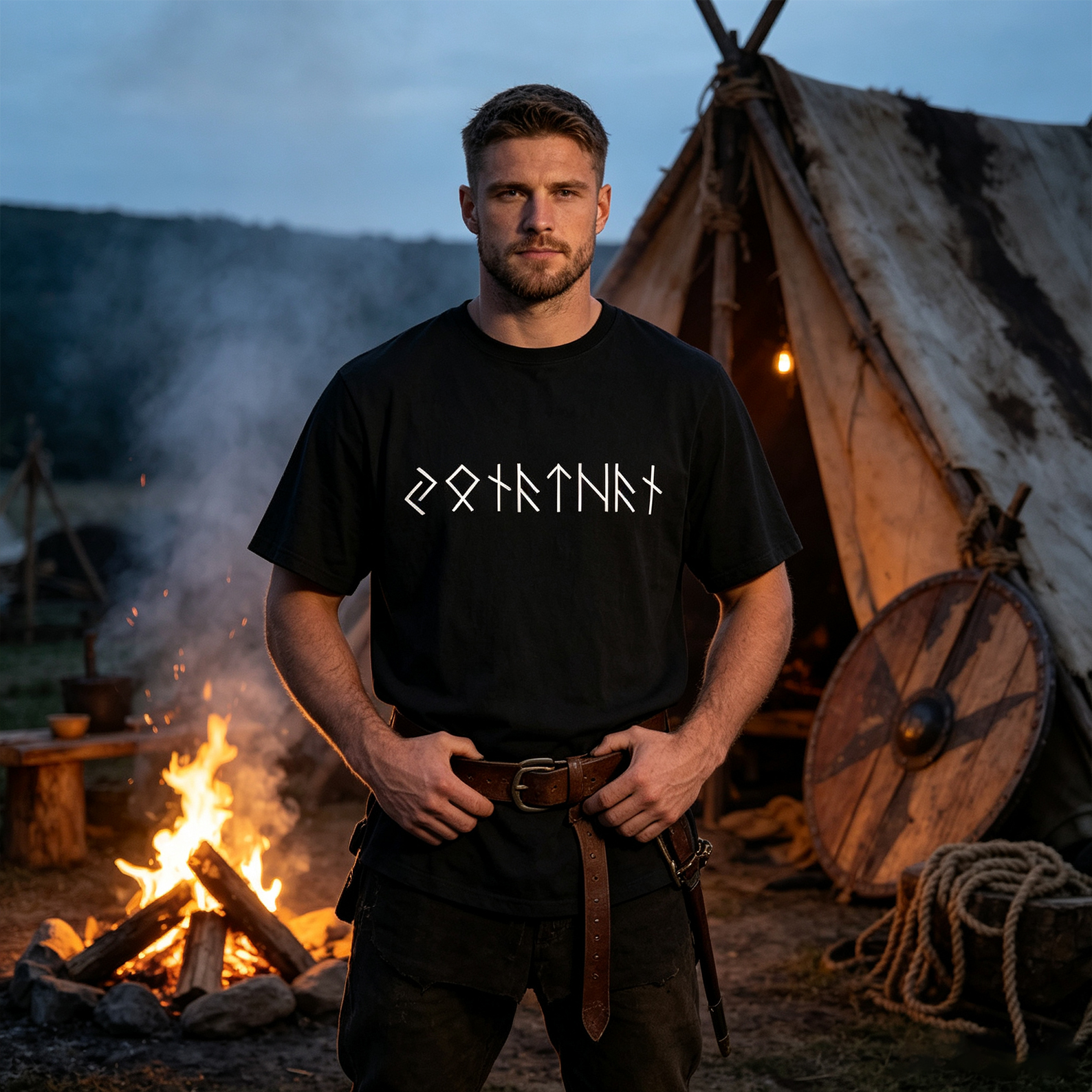 Personalized Classic T-Shirt Custom Name In Runes Viking Gift for Him