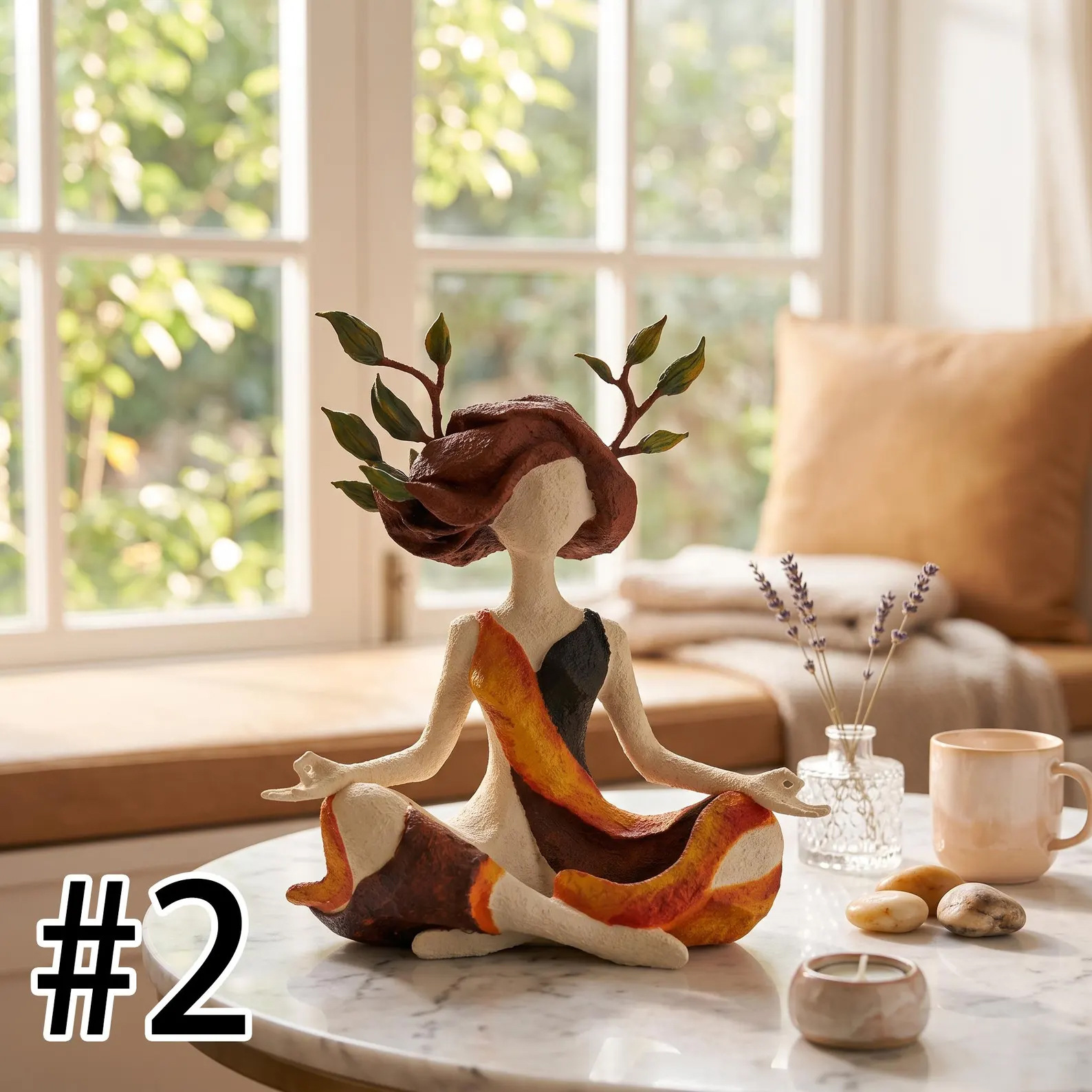 Earth Goddess Yoga Sculpture Meditating Forest Nymph Statue Felt Art Ornament Spiritual Room Decor Gift For Yoga Lovers